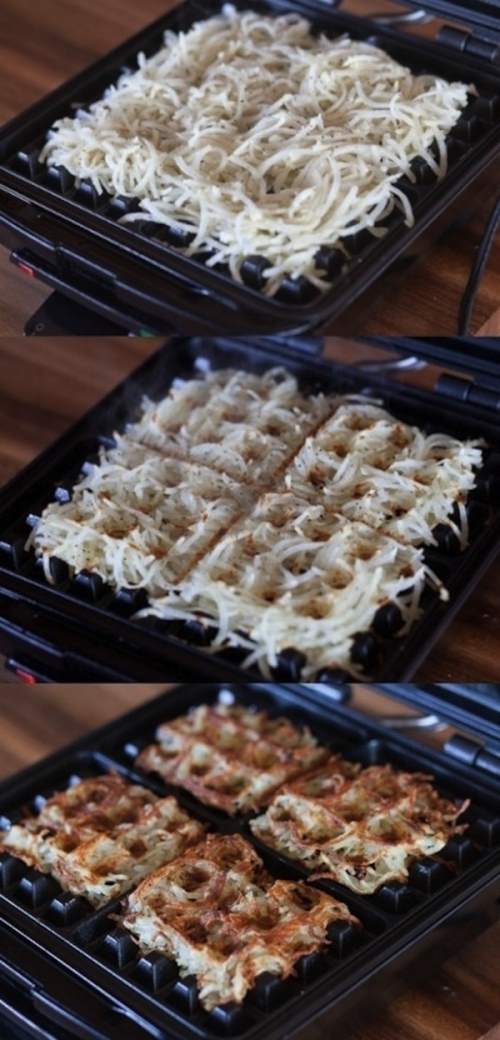 13. Hash browns - Use your waffle iron and enjoy!