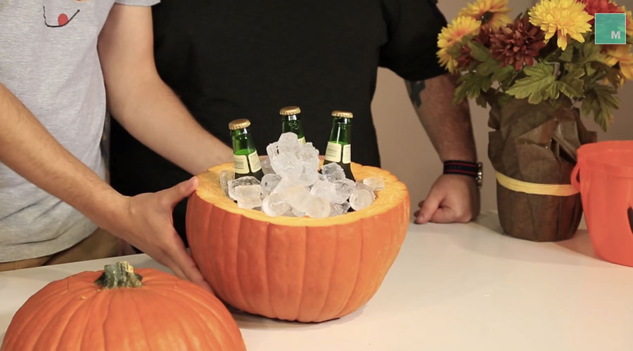 17. Turn a pumpkin into a Beer cooler. Perfect for this Halloween