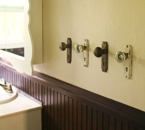 1. Old Door Knobs as Towel Hangers