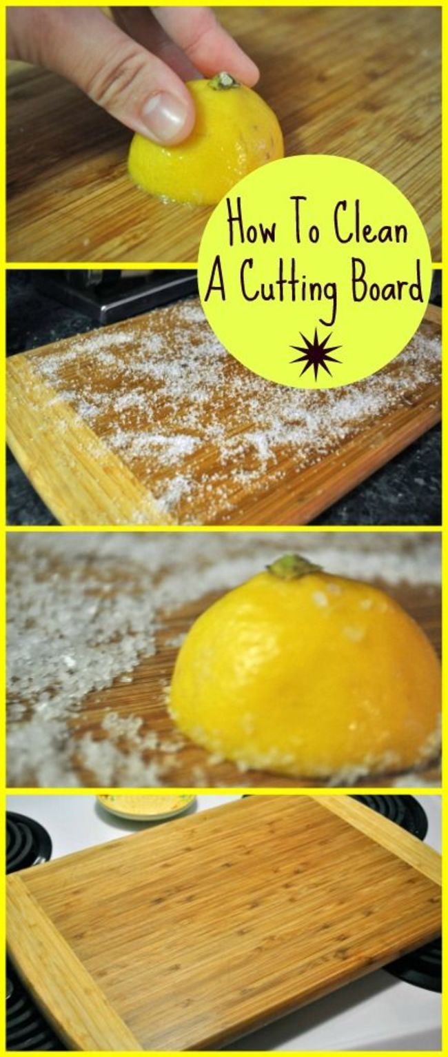 18. Lemon and salt cleans the cutting board