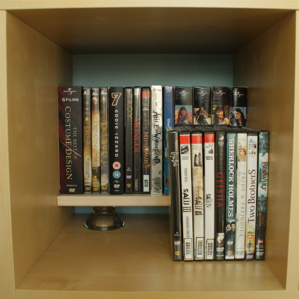 19. Use a shelve when you are storing books or DVDs for better view