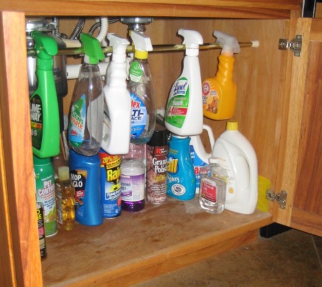 2. You have to organize these cleaning things with curtain rod
