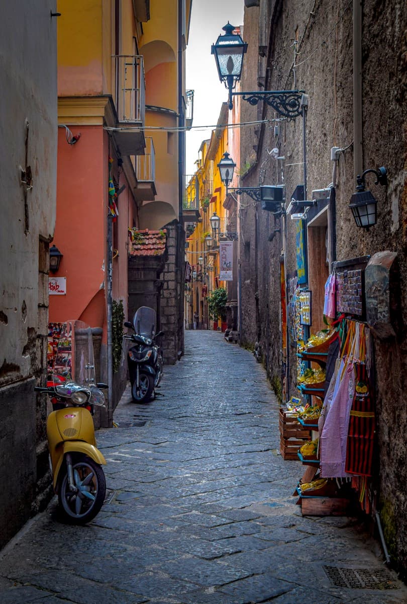 motorcycle parked beside the road
