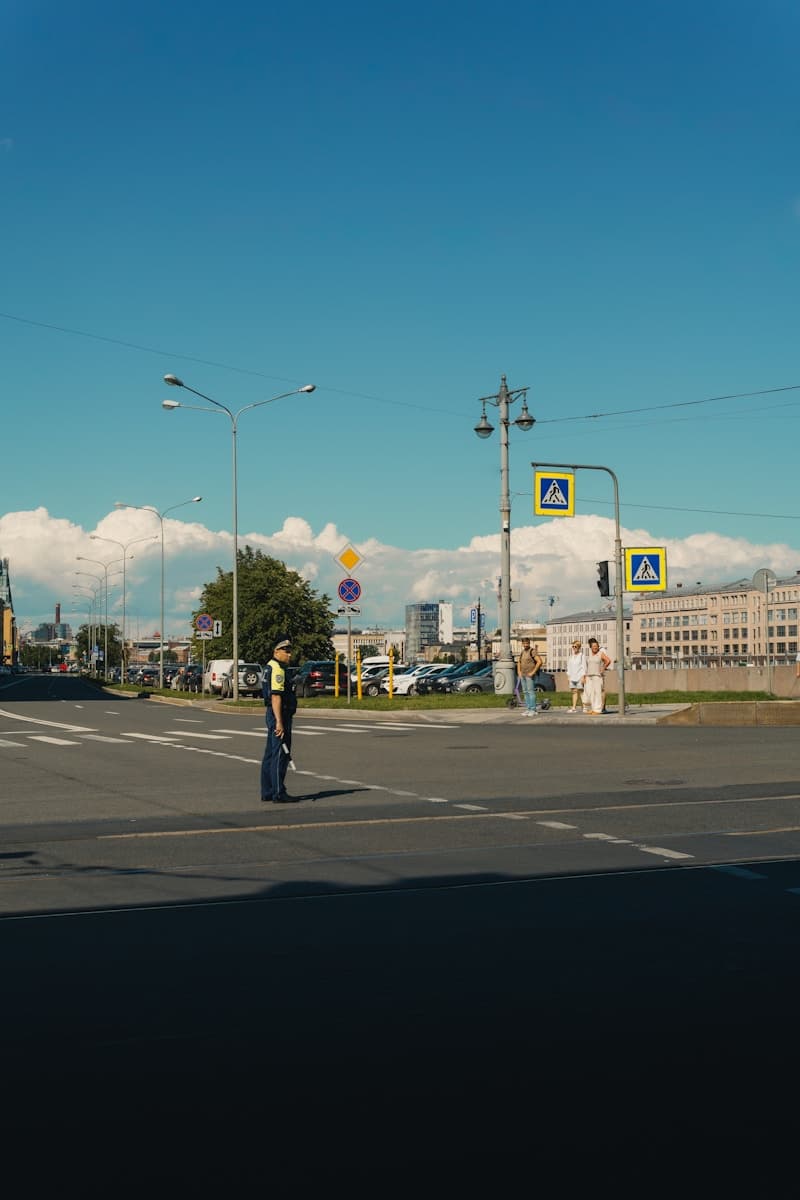 A man standing in the middle of a street