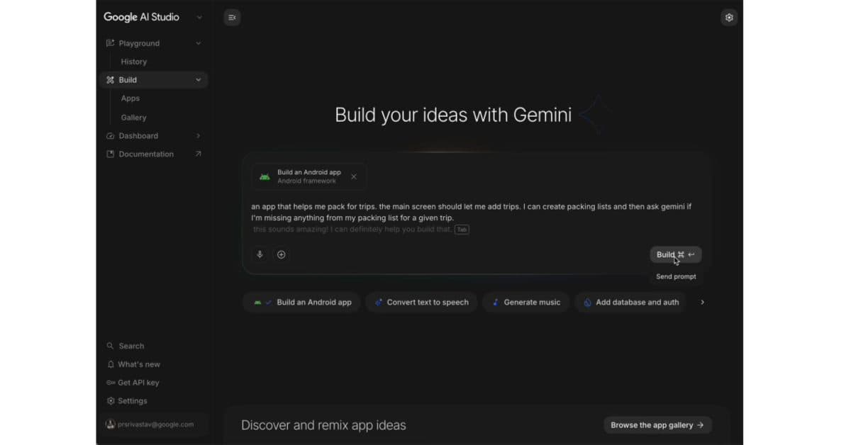 Google AI Studio Can Now Build Android Apps From a Prompt