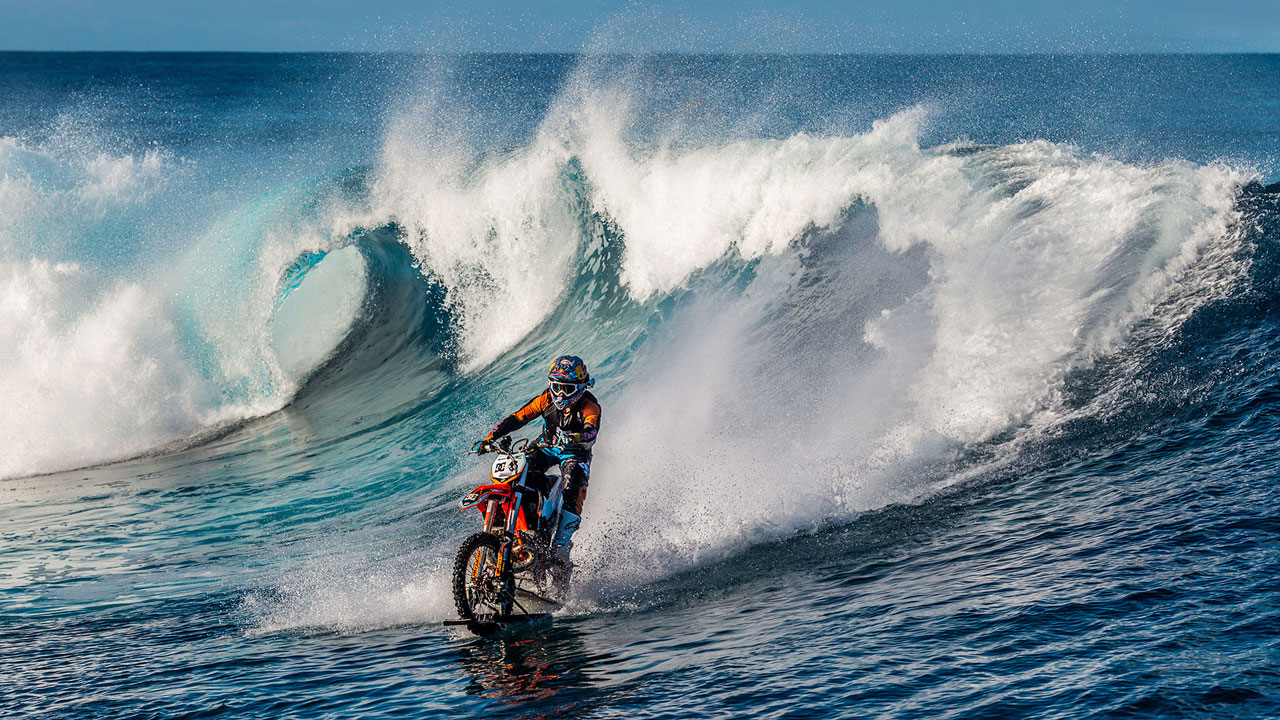 The Biker Who Made His Pipe Dream A Reality. Introducing Bike Surfing!