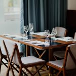 brown table with chairs