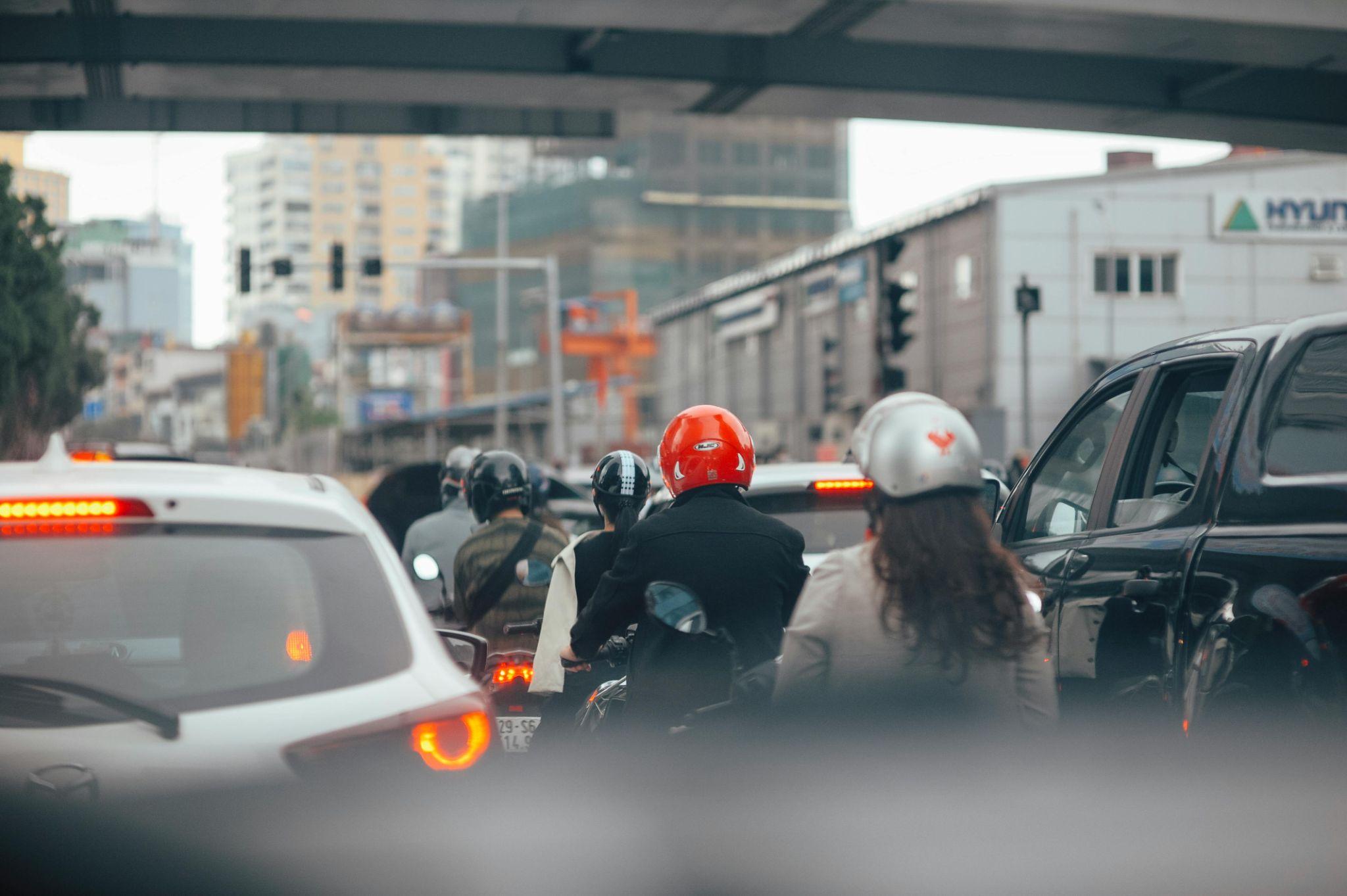 Traffic jam on highway showing slow auto coverage scenarios