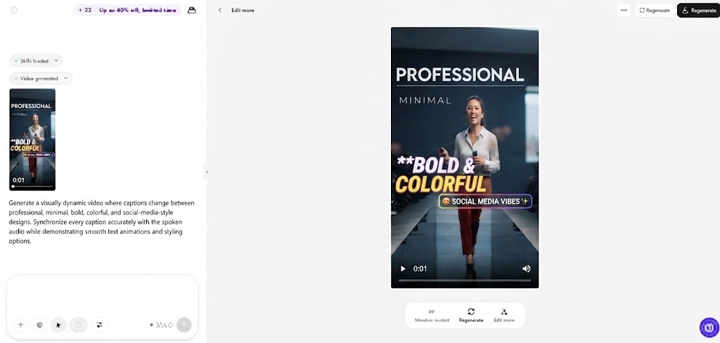Pippit AI video generator caption styling screenshot