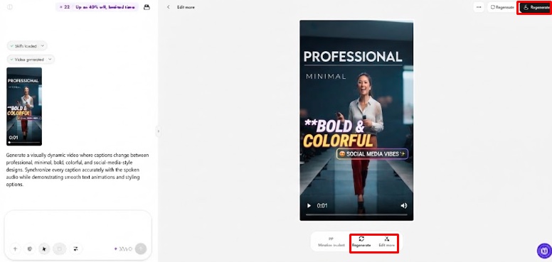 Pippit AI video generator caption styling screenshot